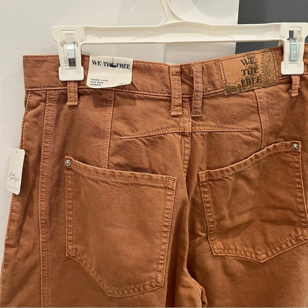 Free People Jeans Barrel Leg Good Luck Tan Brown size 25